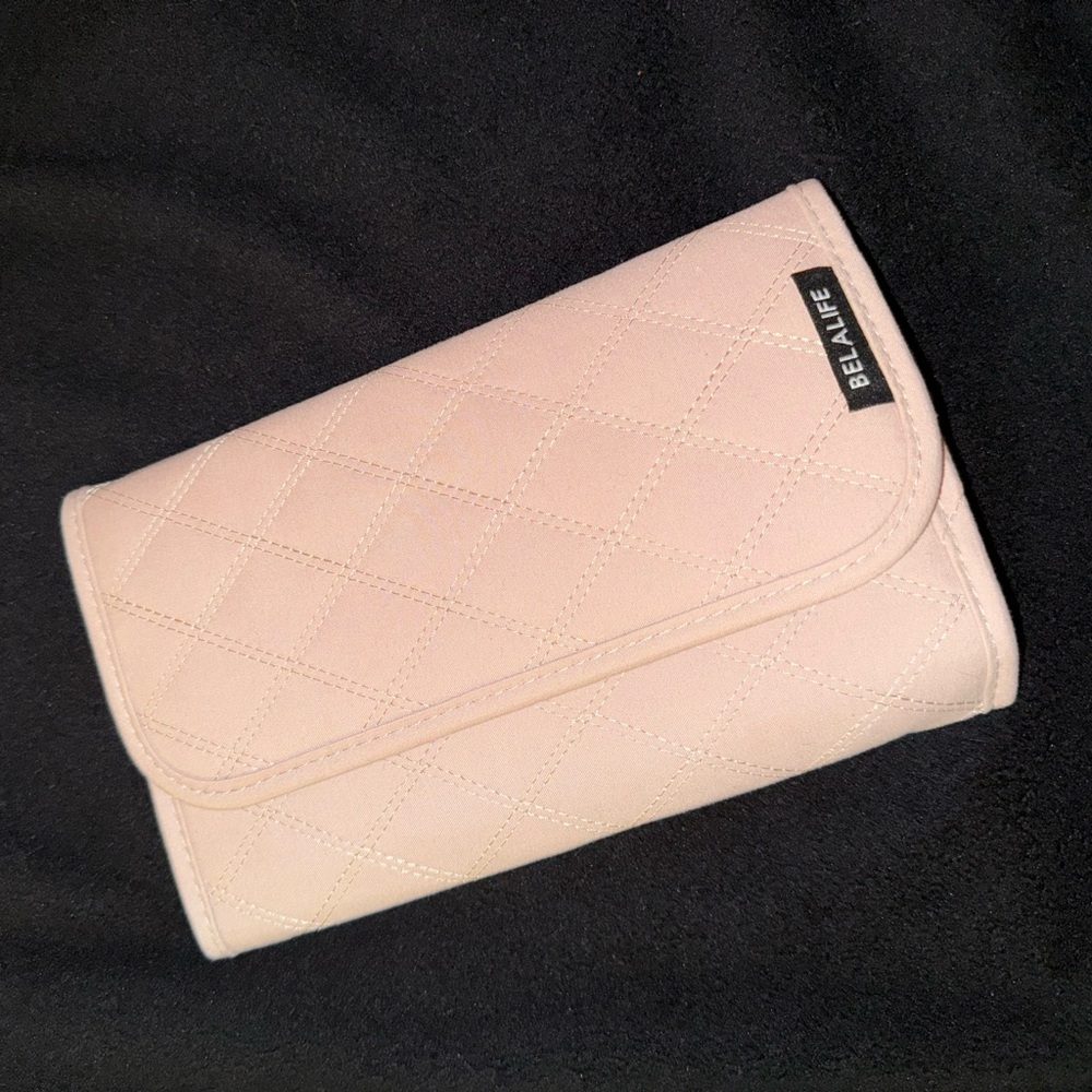 Light Pink Quilted Jewelry Travel Organizer/Case